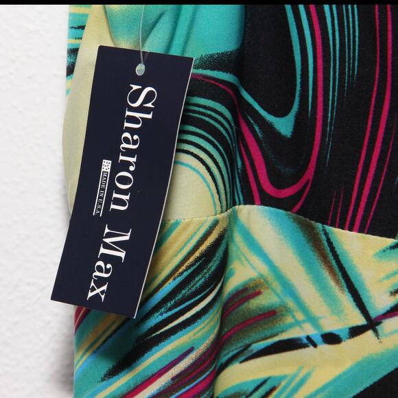 Vintage Tropical Print Maxi Dress Size S Sharon Max NWT - Picture 7 of 7